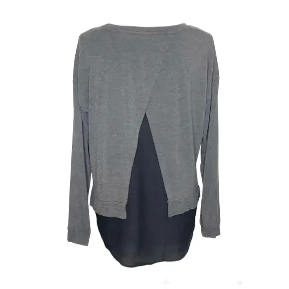Calvin Klein Top Gray Black Layered Look Tulip Back XS - Picture 5 of 7